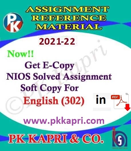 Nios English 302 Solved Assignment 2021-22 for 12th Class