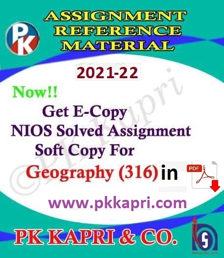 Nios Geography 316 Solved Assignment 2021-22 for 12th Class