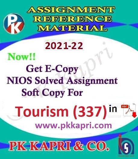 Nios Tourism 337 Solved Assignment 2021-22 for 12th