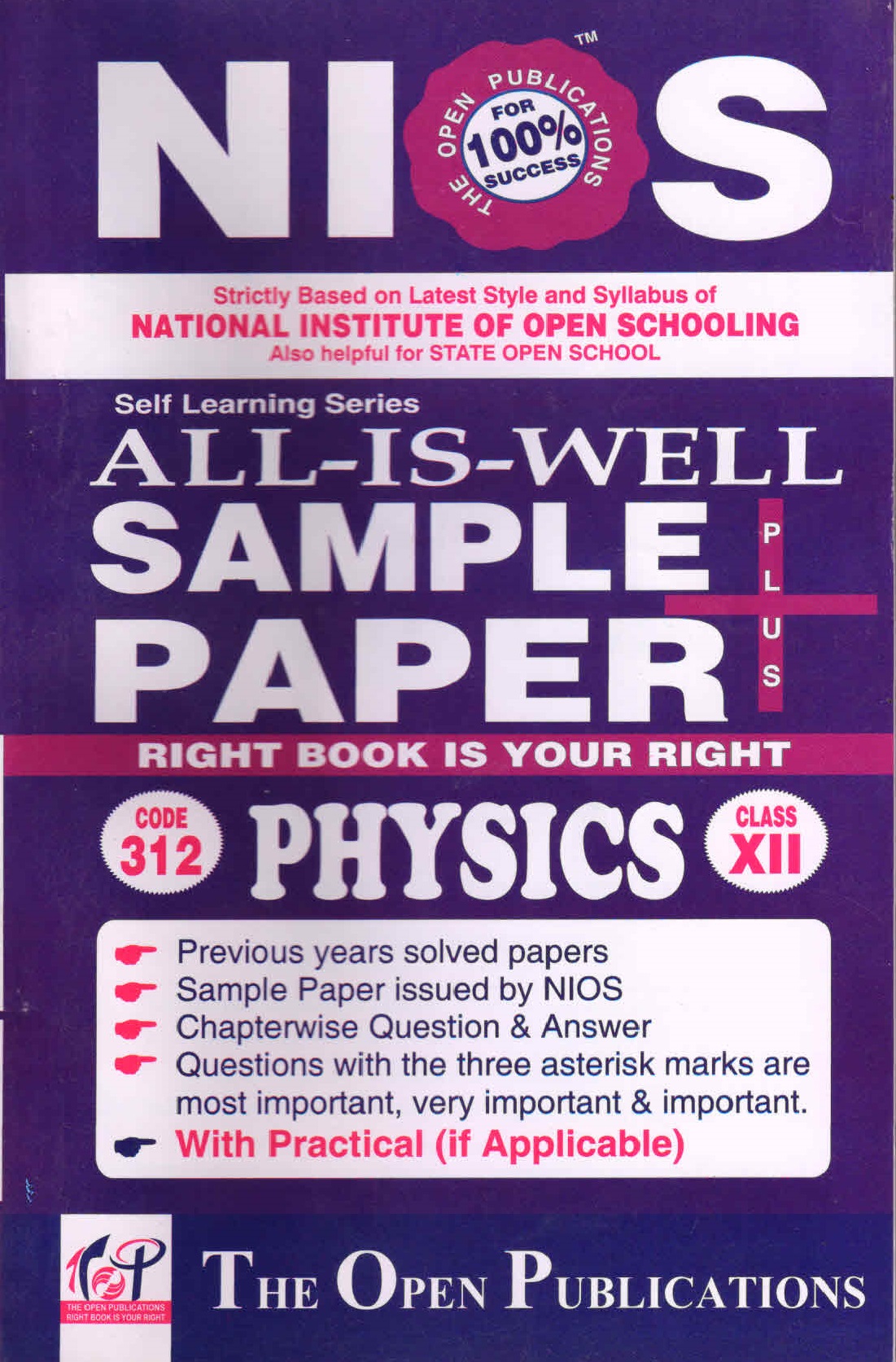 Nios Sample Paper Physics (312) 12th Class