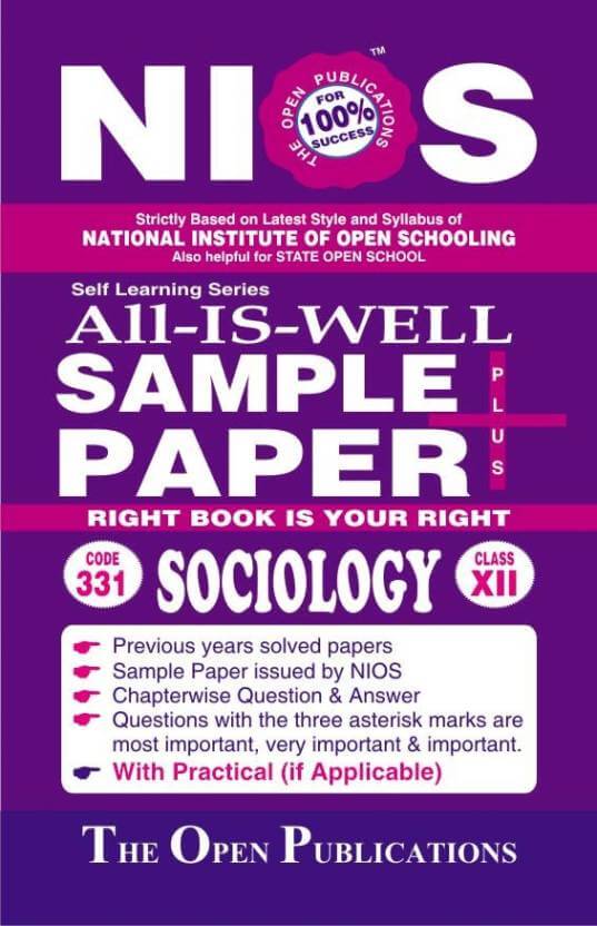 Nios Sample Paper Sociology (331) 12th Class