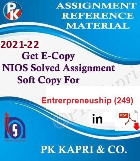 Online NIOS Solved assignment 2022 Entreneurship (249) in Hindi Medium @ 9643289714