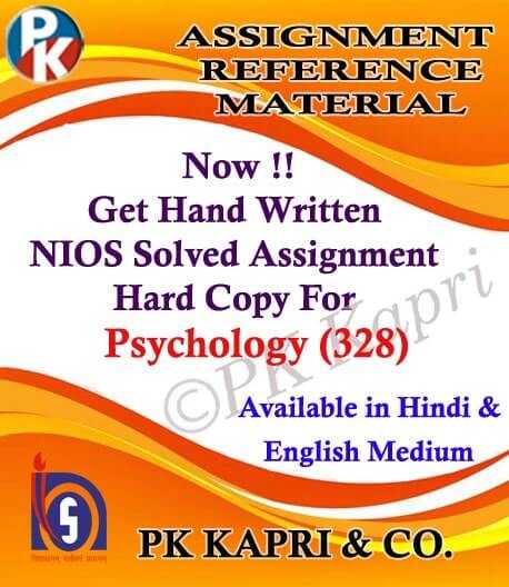 Nios 328 Psychology Hand Made Solved TMA 2022 in Hindi Medium