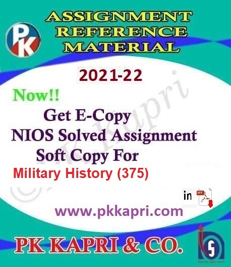 Online NIOS Solved assignment 2022 Military History (375) in Hindi Medium @ 9643289714