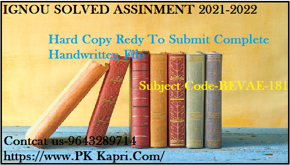 BEVAE 181 IGNOU  Handwritten Assignment File in English 2022