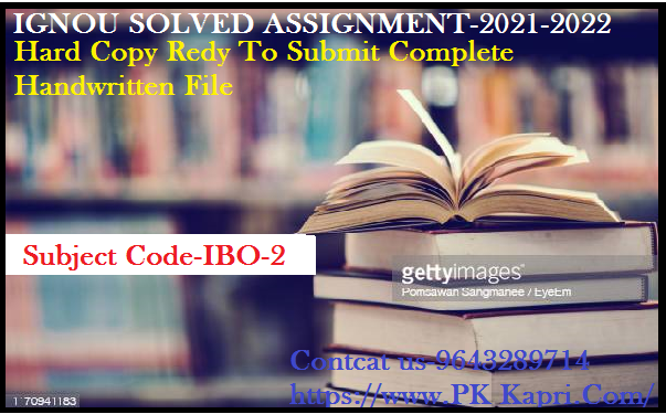 IBO 2 IGNOU  Handwritten Assignment File in Hindi 2022
