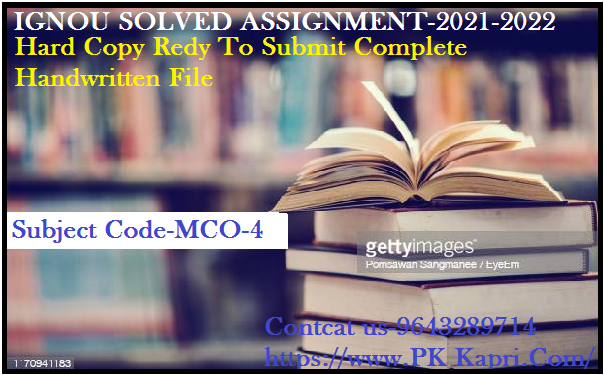 MCO 4 GNOU Online  Handwritten Assignment File in Hindi 2022