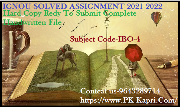 IBO 4 IGNOU Online  Handwritten Assignment File in English 2022