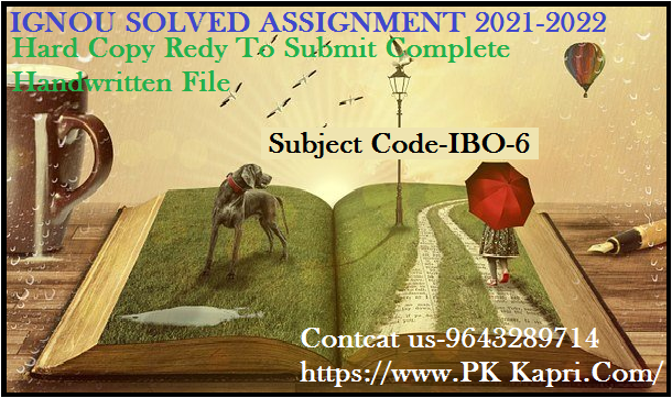 IBO 6 GNOU Online  Handwritten Assignment File in English 2022