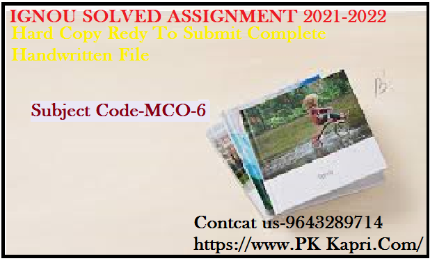 MCO 6 IGNOU  Handwritten Assignment File in English 2022