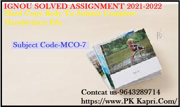 MCO 7 IGNOU  Handwritten Assignment File in English 2022