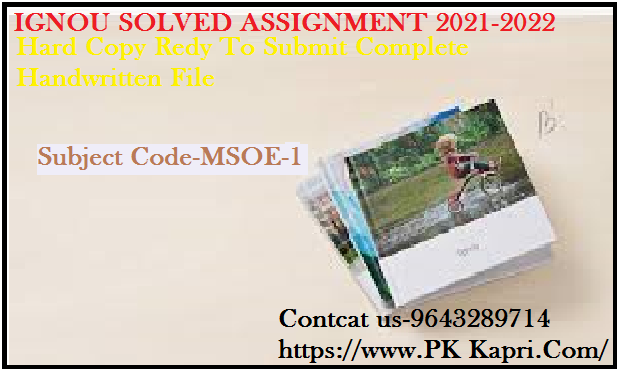 MSOE 1 GNOU Online  Handwritten Assignment File in Hindi 2022