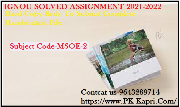 MSOE 2 IGNOU Online  Handwritten Assignment File in Hindi 2022