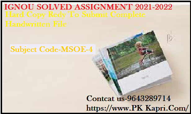 MSOE 4 IGNOU Online  Handwritten Assignment File in Hindi 2022