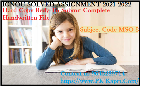 IGNOU MSO 3 Solved Handwritten Assignment File in English 2022