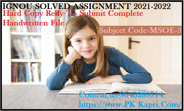 MSOE 3  IGNOU  Handwritten Assignment File in English 2022