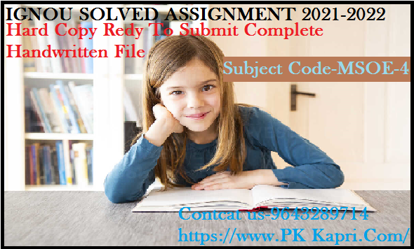 MSOE 4  IGNOU  Handwritten Assignment File in English 2022