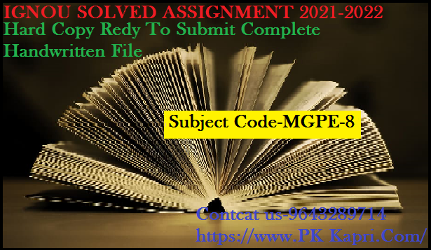 MGPE 8 IGNOU  Online Handwritten Assignment File in Hindi 2022
