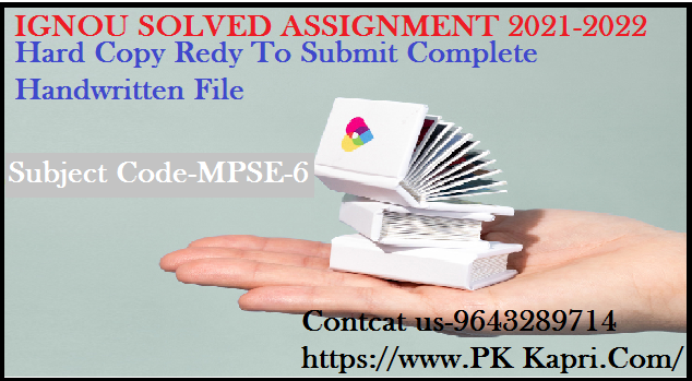 MPSE 6 IGNOU  Online Handwritten Assignment File in English 2022