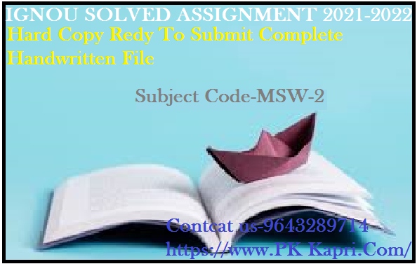 MSW 2 IGNOU  Online Handwritten Assignment File in Hindi 2022