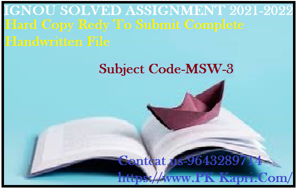 MSW 3 IGNOU  Online Handwritten Assignment File in Hindi 2022