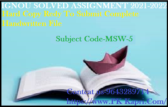 MSW 5 IGNOU  Online Handwritten Assignment File in English 2022