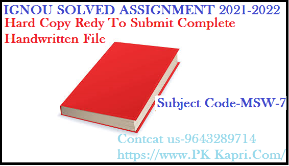MSW 8  IGNOU  Online Handwritten Assignment File in English 2022