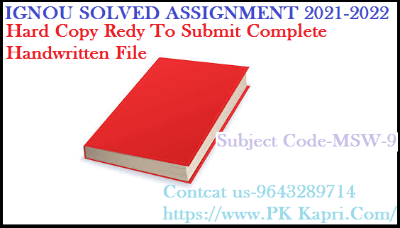MSW 9  IGNOU  Online Handwritten Assignment File in English 2022