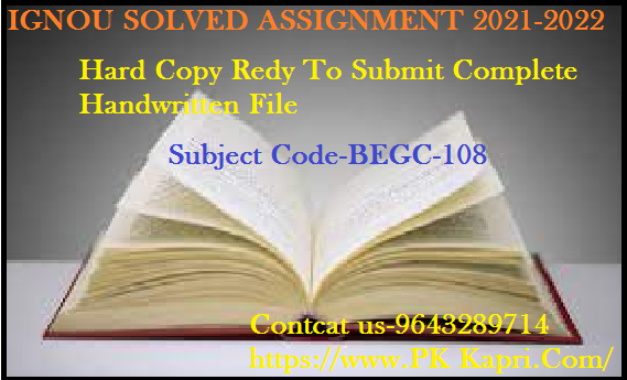 IGNOU BEGC 108 Solved Handwritten Assignment File in English 2022