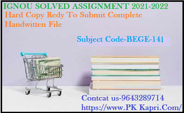 BEGE 141 IGNOU Online  Handwritten Assignment File in English 2022