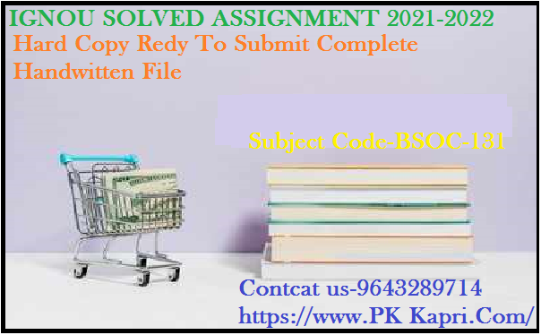 BSOC 131 IGNOU Online  Handwritten Assignment File in Hindi 2022