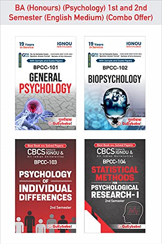 LATEST Gullybaba Combo of IGNOU BA (Honours) PsychologyBPCC-101 BPCC-102 BPCC-103 BPCC-104 in English 1st & 2nd Semester Ignou Help Books