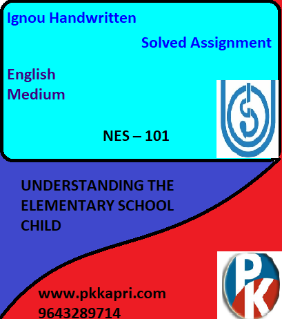 IGNOU NES – 101: UNDERSTANDING THE ELEMENTARY SCHOOL CHILD Handwritten Assignment File 2022