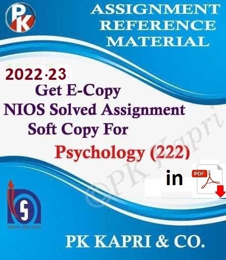 Nios Psychology  222 Solved Assignment Handwritten Scanned Pdf Copy in English Medium