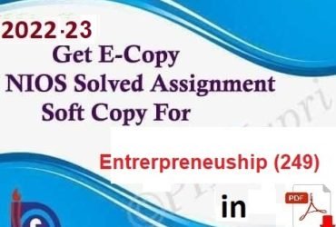 Nios Entrepreneurship 249 Solved Assignment Handwritten Scanned Pdf Copy in English Medium