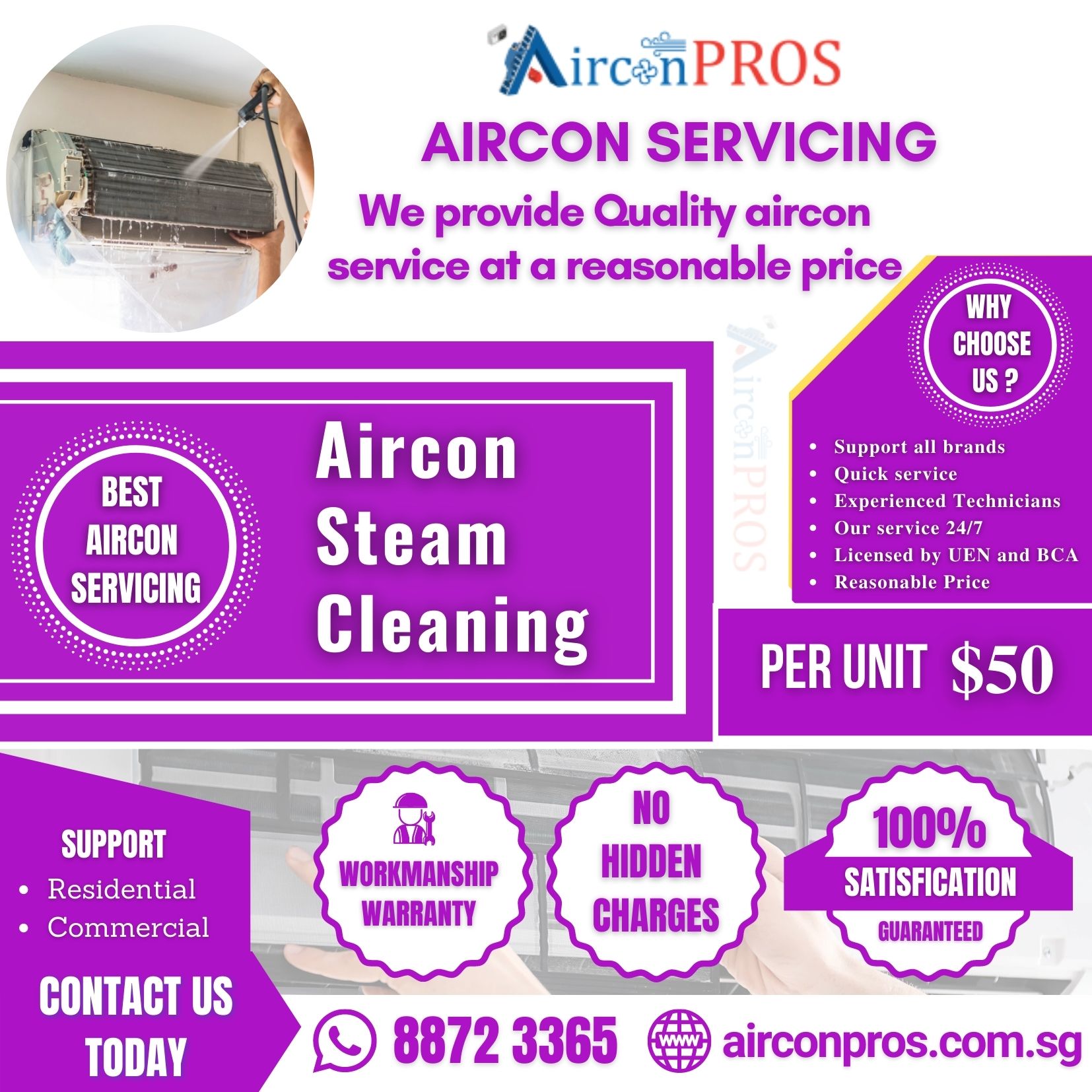 Aircon steam cleaning