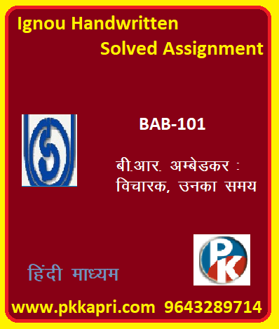 IGNOU BAB 101:B.R. Ambedkar :Thinker His Time HINDI MEDIUM Handwritten Assignment File 2022