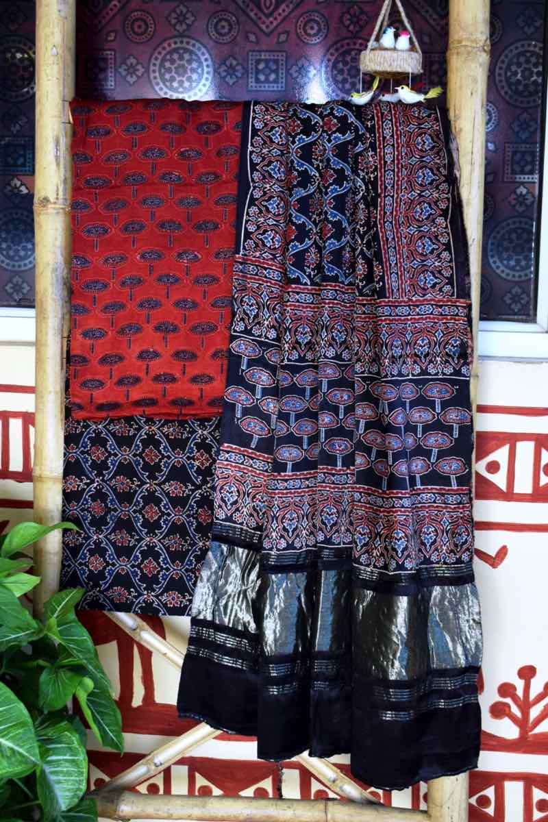 Ajrakh Dress Material Online In Traditional Old Prints – SSethnics