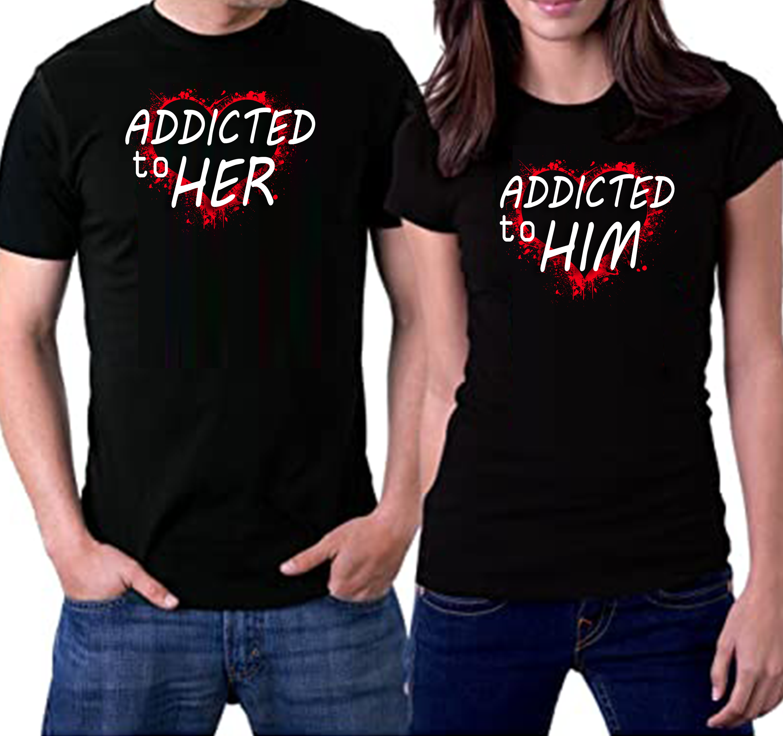 Addicted to Her & Him Couple T-Shirt