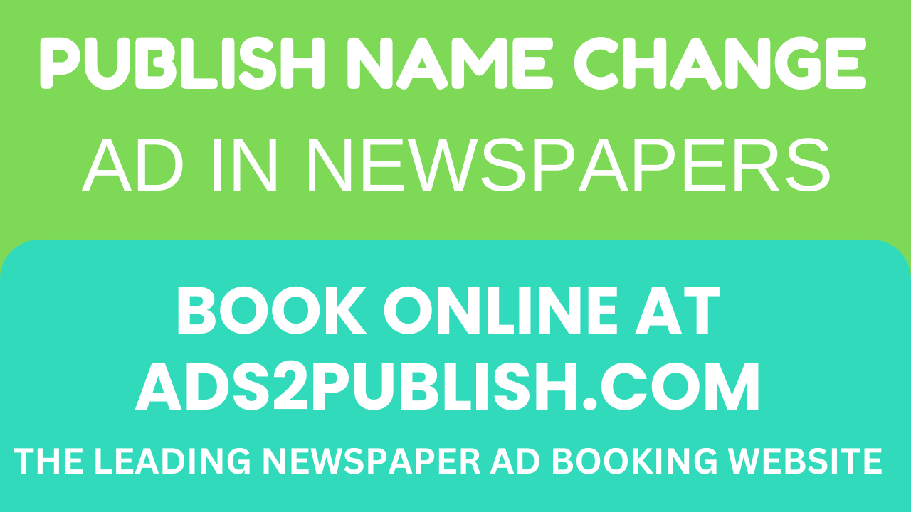 Book name change ad for passport in newspaper