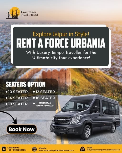 Rent 10,12,17 Seater Force Urbania Tempo Traveller in Jaipur