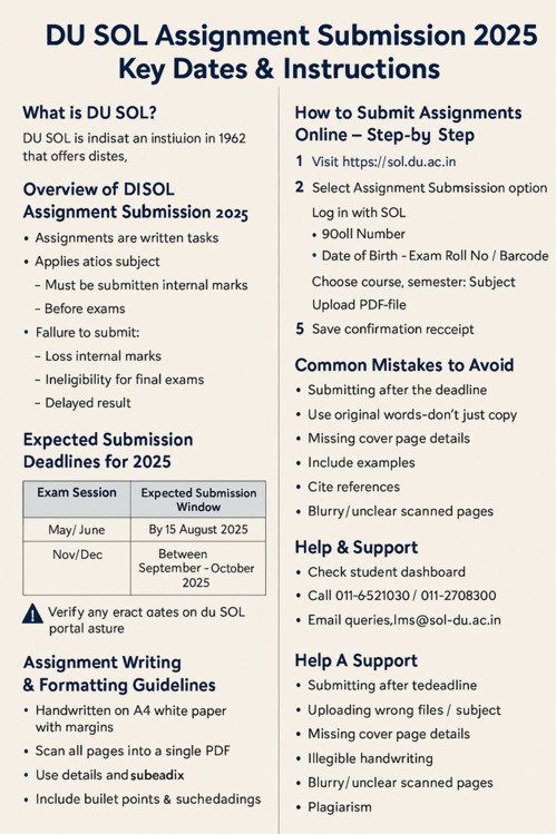 DU SOL Assignment Submission 2025 Key Dates & Instructions