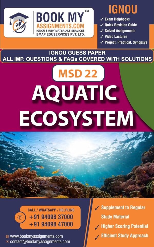 BUY IGNOU BOOK IGNOU MSD 22 Aquatic Ecosystem English Medium