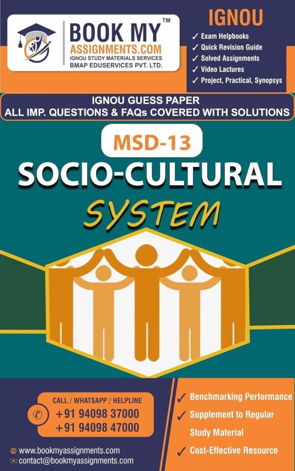 BUY IGNOU Best Study Material English Medium MSD 13 Socio-Cultural System