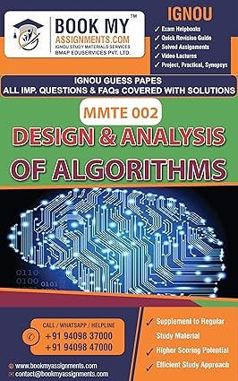 BUY IGNOU Guide Book MMTE 002 Design & Analysis of Algorithms Study Material English Medium