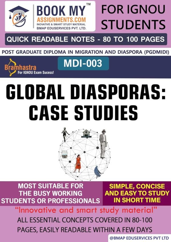 BUY IGNOU Help Book English Medium MDI 003 Global Diasporas: Case Studies Study Guide