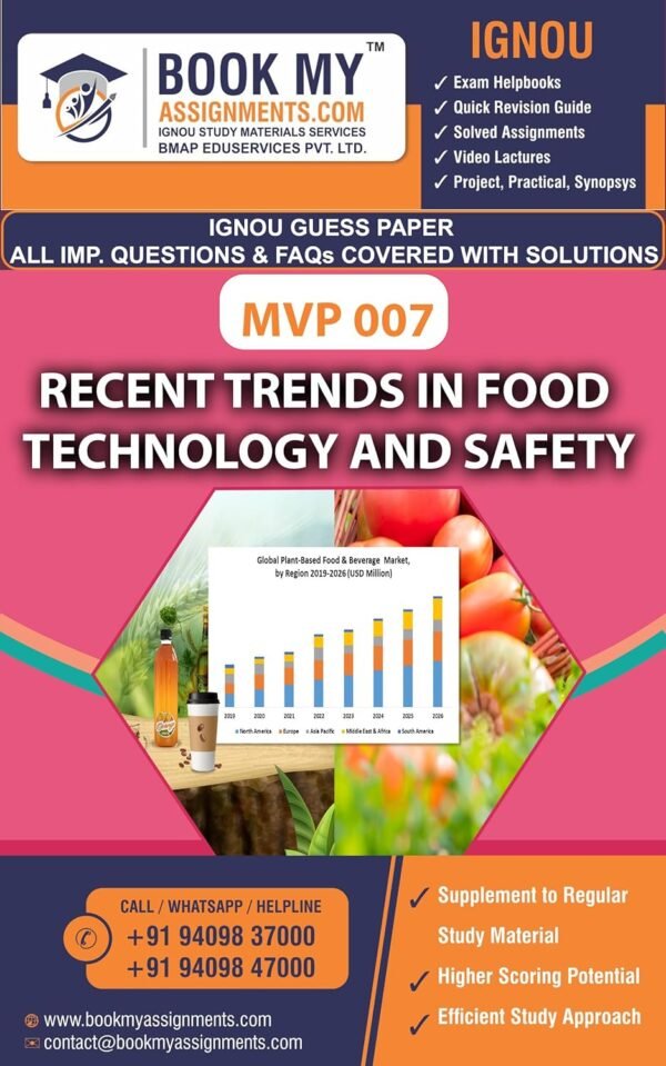 BUY IGNOU MVP 007 Recent trends in Food Technology and safety Study Guide