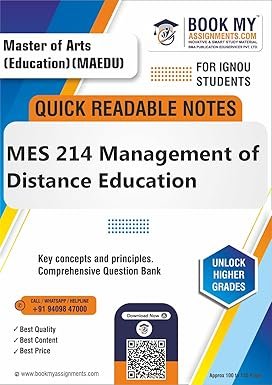 Best Guide Book for IGNOU MES 214 LMANAGEMENT OF DISTANCE EDUCATION English Medium