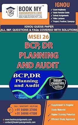 Best IGNOU Guess Paper English Medium for MSEI 026 BCP, DR Planning and Audit