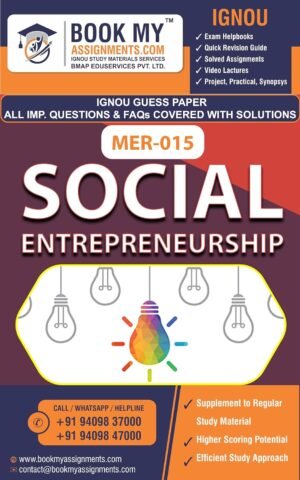 IGNOU Best Exam Help Book English Medium MER 015 Social Entrepreneurship